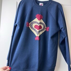 Vintage Sweatshirt XL Hanes Her Way cross-stitch heart cottage core